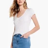 Cheap NIC+ZOE Drapey Rib Scrunch Tee Paper White