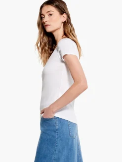 Cheap NIC+ZOE Drapey Rib Scrunch Tee Paper White