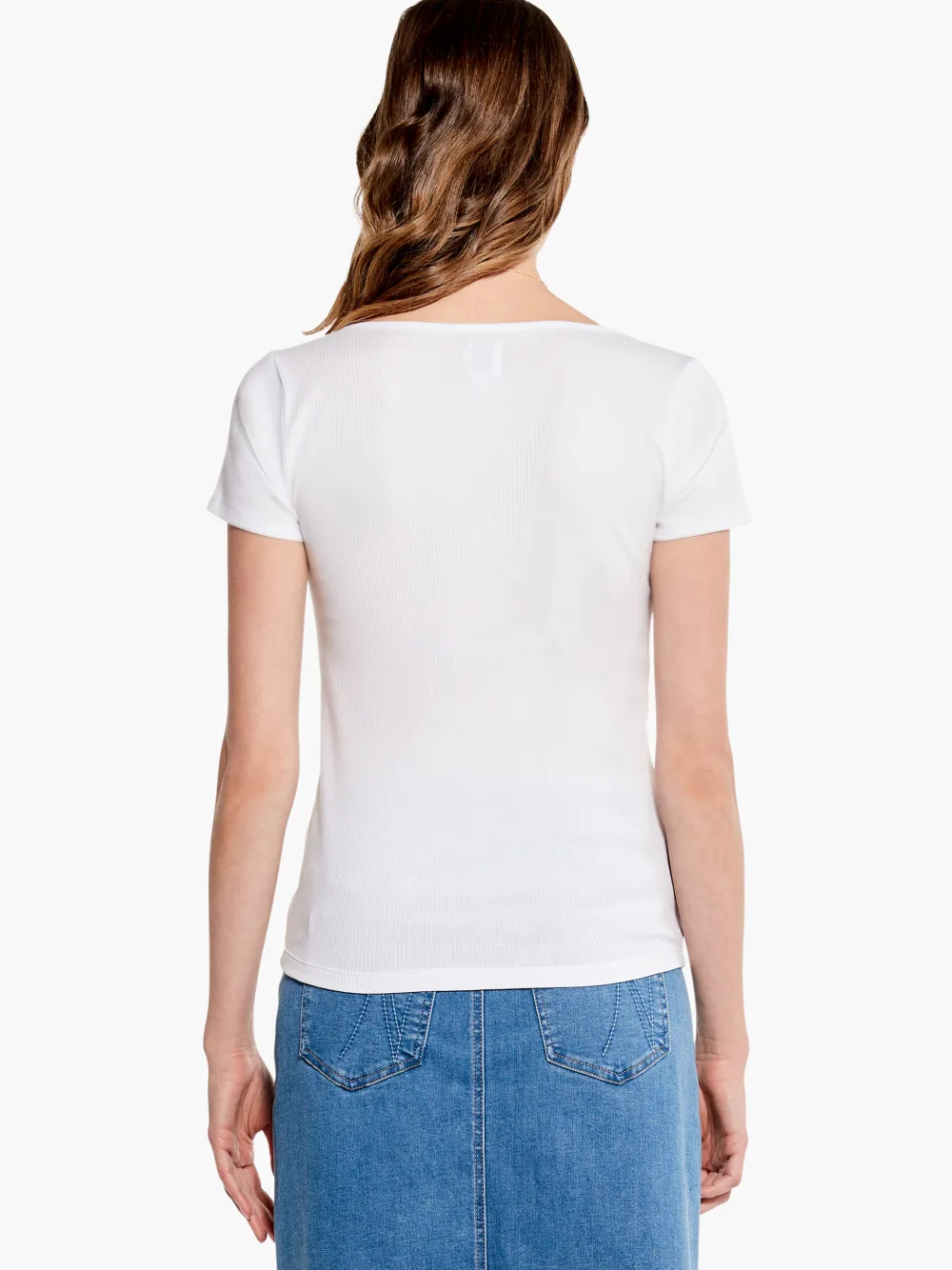 Cheap NIC+ZOE Drapey Rib Scrunch Tee Paper White