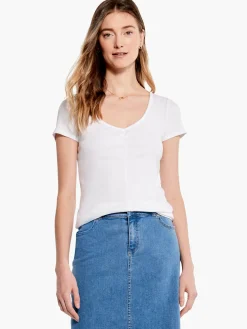 Cheap NIC+ZOE Drapey Rib Scrunch Tee Paper White