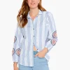 Best Sale NIC+ZOE Embroidered Skies Shirt Blue Multi