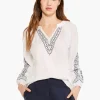 Online NIC+ZOE Embroidered Solstice Top White Multi