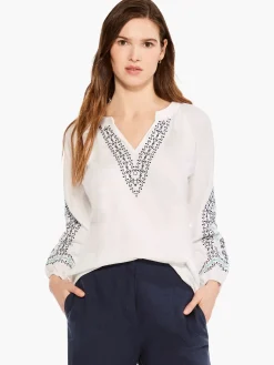 Online NIC+ZOE Embroidered Solstice Top White Multi