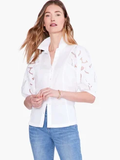 Hot NIC+ZOE Eyelet Sleeves Shirt Paper White