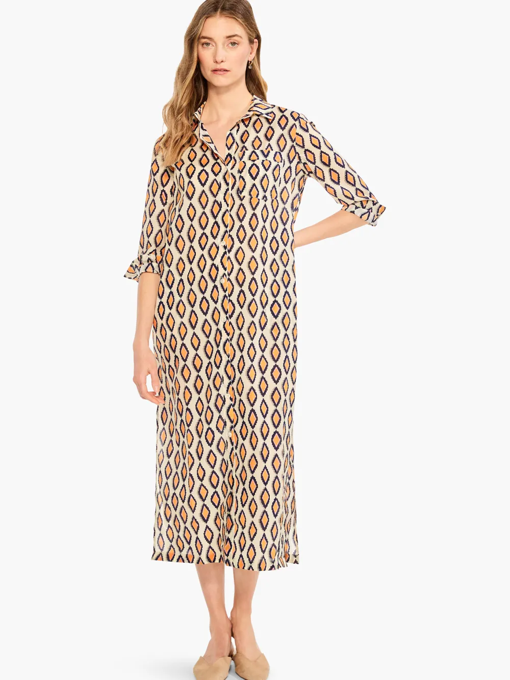 Fashion NIC+ZOE Falling Diamonds Dress Orange Multi