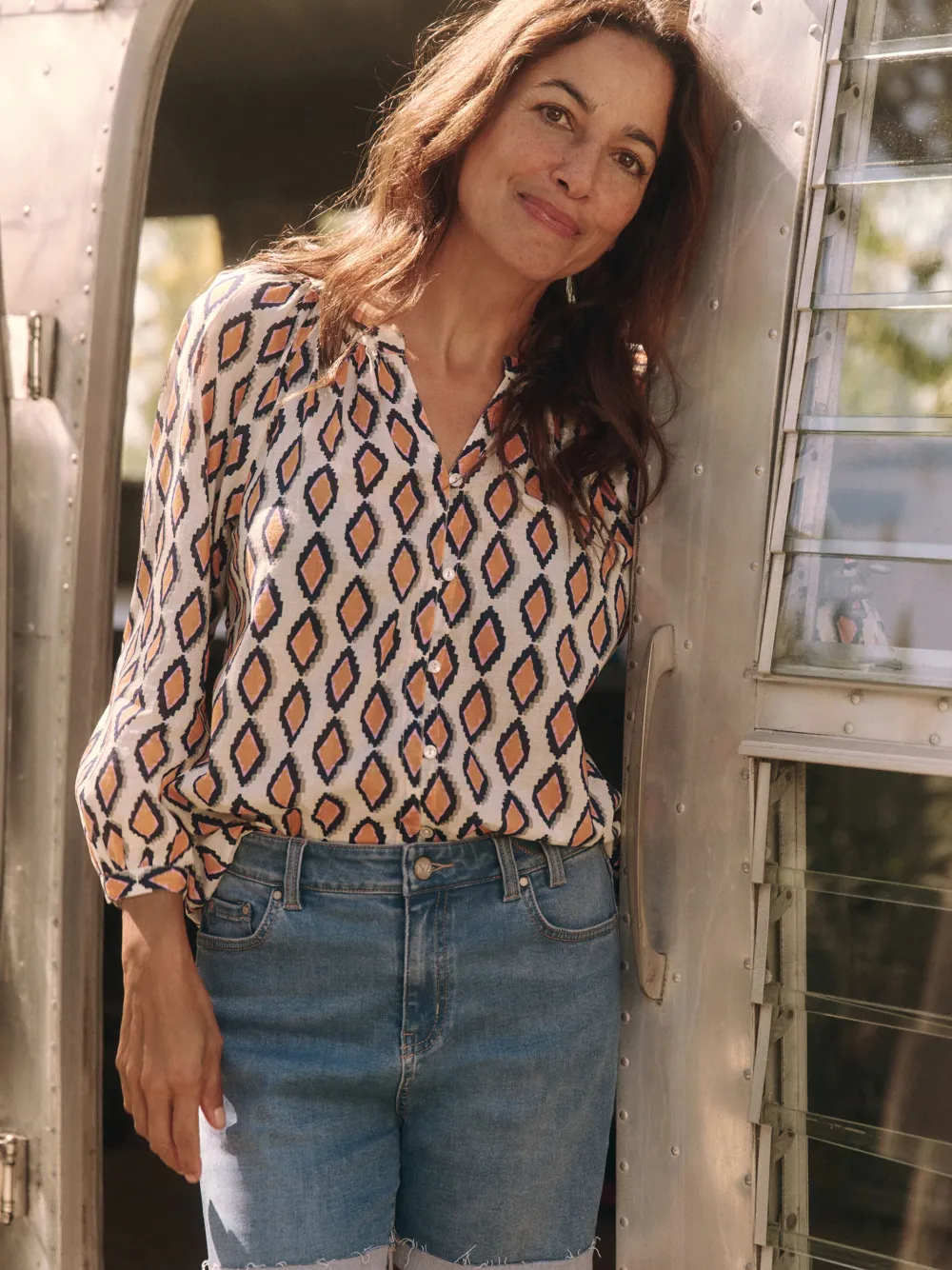 Outlet NIC+ZOE Falling Diamonds Top Orange Multi