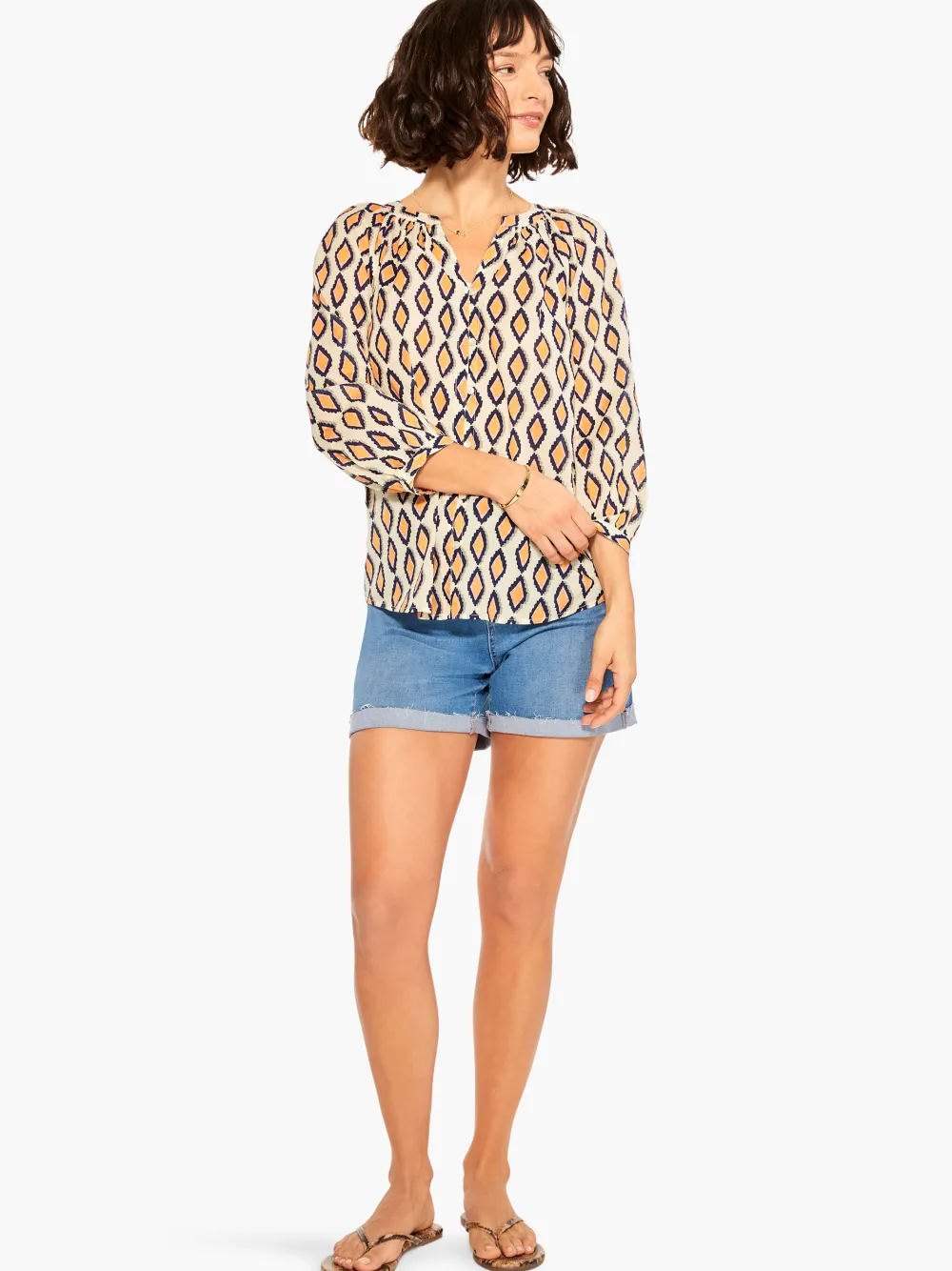 Outlet NIC+ZOE Falling Diamonds Top Orange Multi