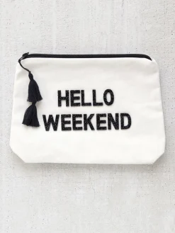 Outlet NIC+ZOE Fallon & Royce Canvas Bikini Bag Weekend Black/White