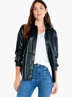 Sale NIC+ZOE Faux Leather Shirt Black Onyx