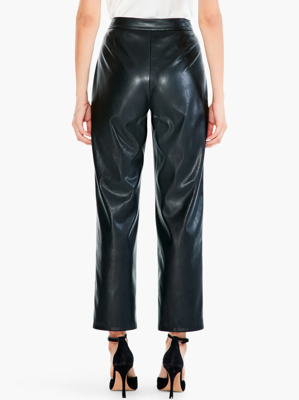 Flash Sale NIC+ZOE Faux Leather Straight-Leg Trouser Black Onyx