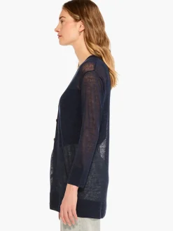 New NIC+ZOE Featherweight Button Cardigan Dark Indigo