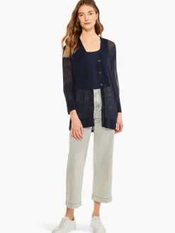 New NIC+ZOE Featherweight Button Cardigan Dark Indigo