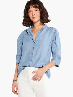Cheap NIC+ZOE Femme Sleeve Denim Shirt Mineral
