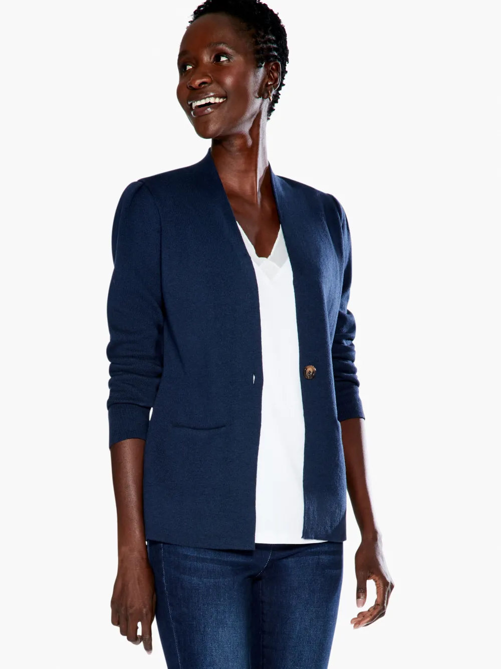 Best Sale NIC+ZOE Femme Sleeve Jacket Dark Indigo