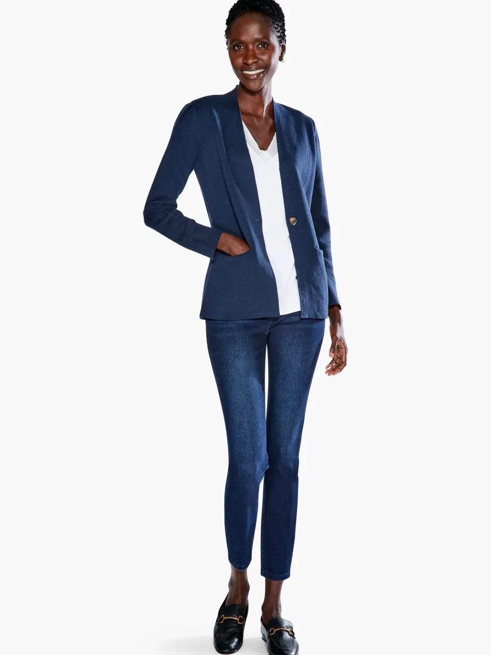Best Sale NIC+ZOE Femme Sleeve Jacket Dark Indigo