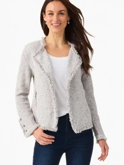 New NIC+ZOE Fringe Mix Knit Jacket Black Onyx