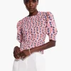 Hot NIC+ZOE Geo Dots Smocked Top Pink Multi
