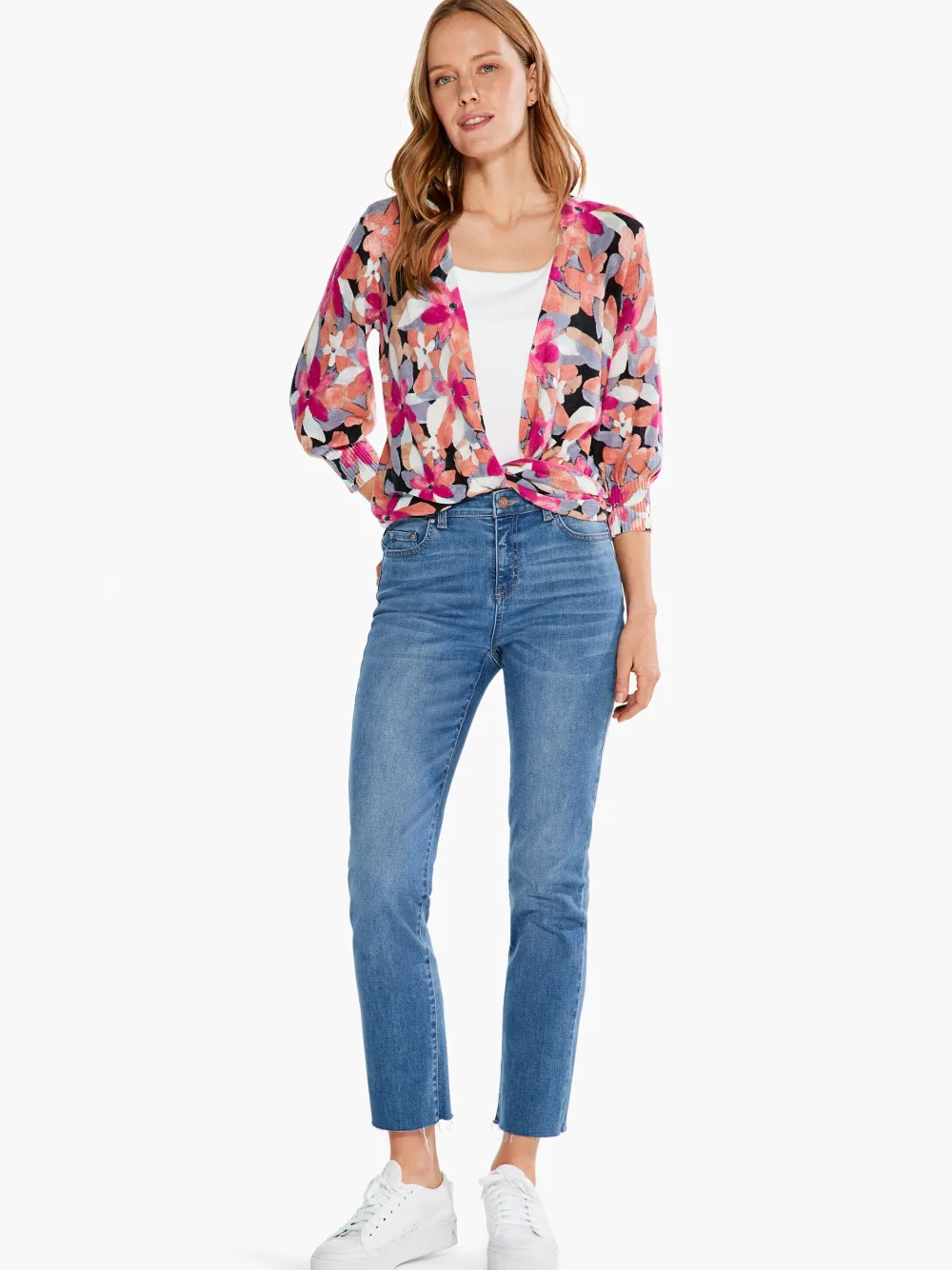 Sale NIC+ZOE Glowing Petals 4-Way Cardigan Pink Multi