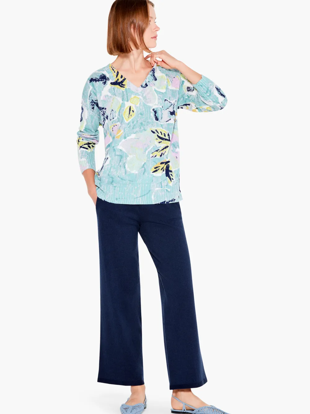 Discount NIC+ZOE Greenhouse Garden Sweater Green Multi