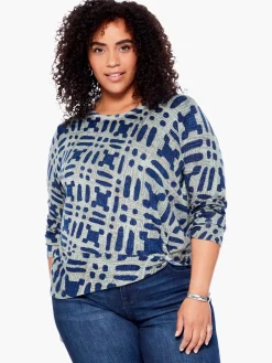 Fashion NIC+ZOE Ikat Camo Sweater Green Multi