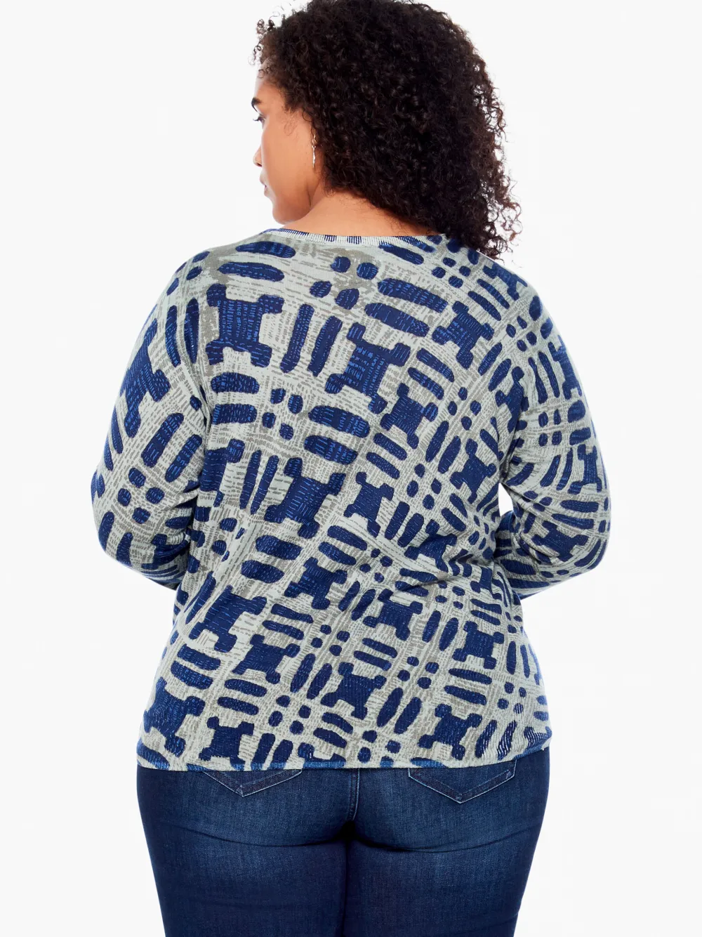 Fashion NIC+ZOE Ikat Camo Sweater Green Multi