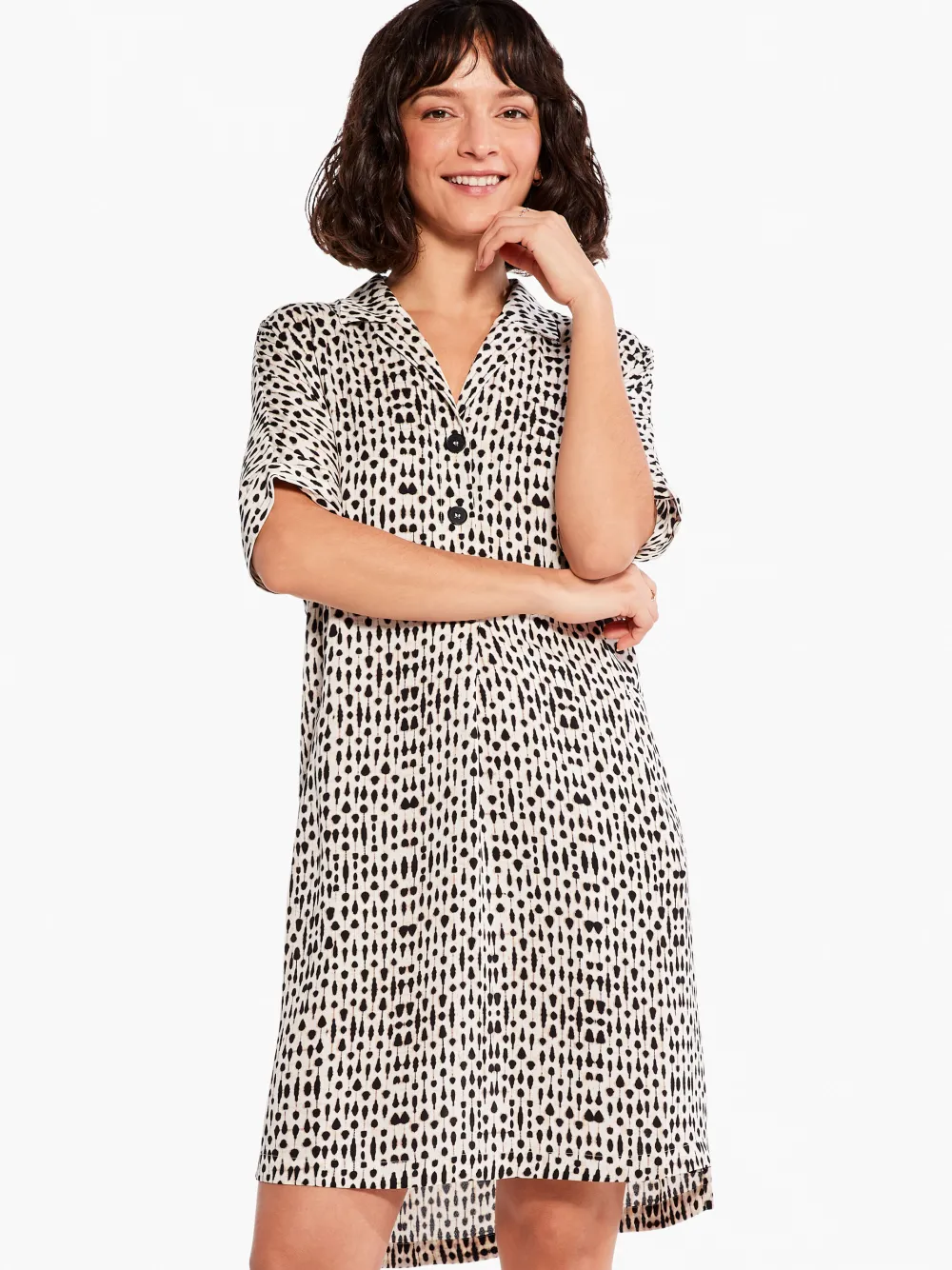 Outlet NIC+ZOE Inky Dots Dress White Multi