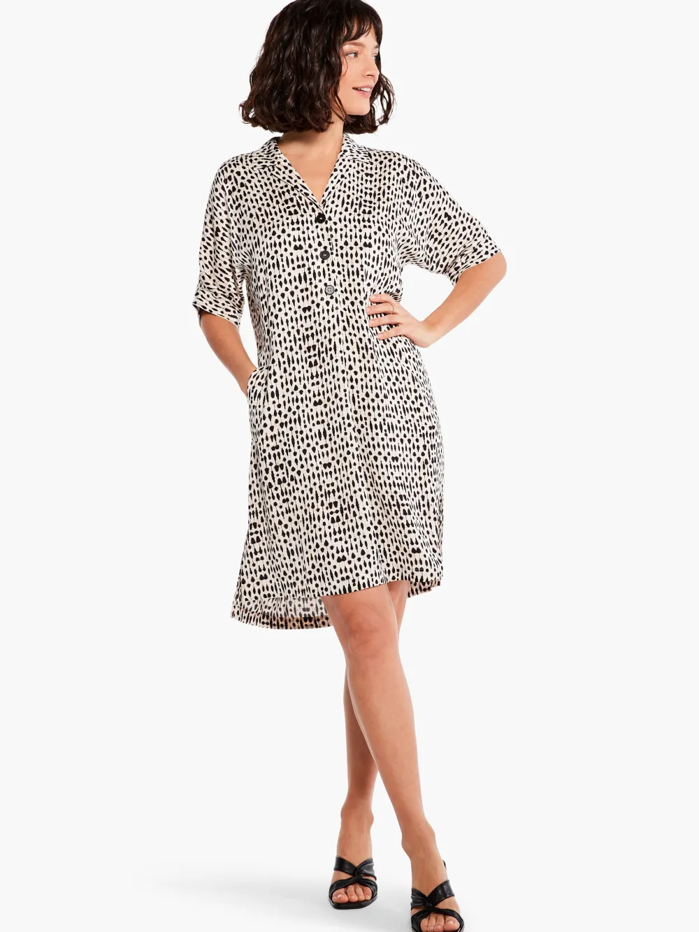 Outlet NIC+ZOE Inky Dots Dress White Multi