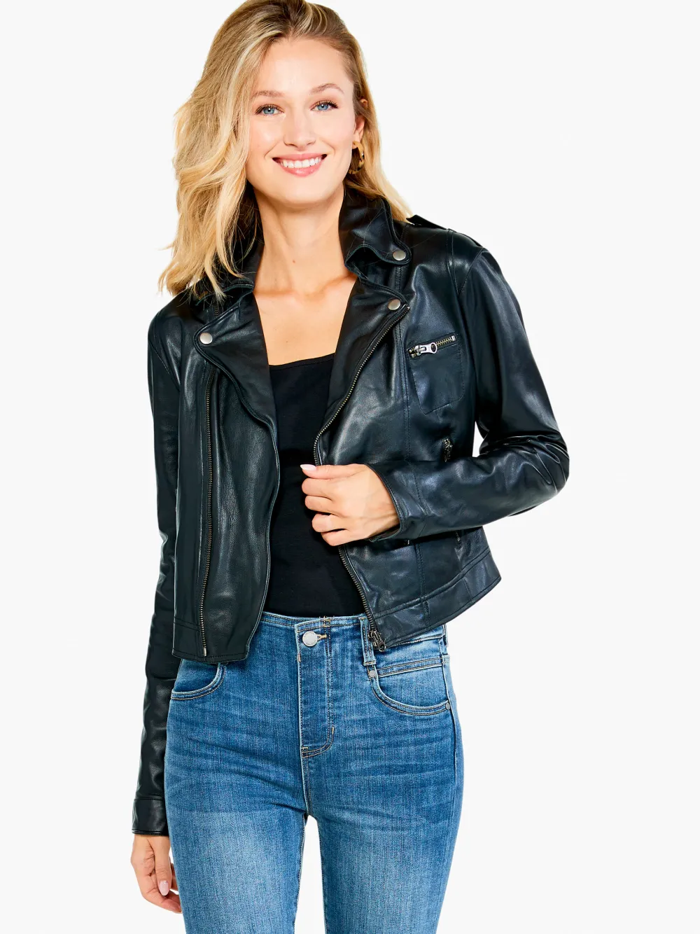 Shop NIC+ZOE Jkt Piper Leather Jacket Black