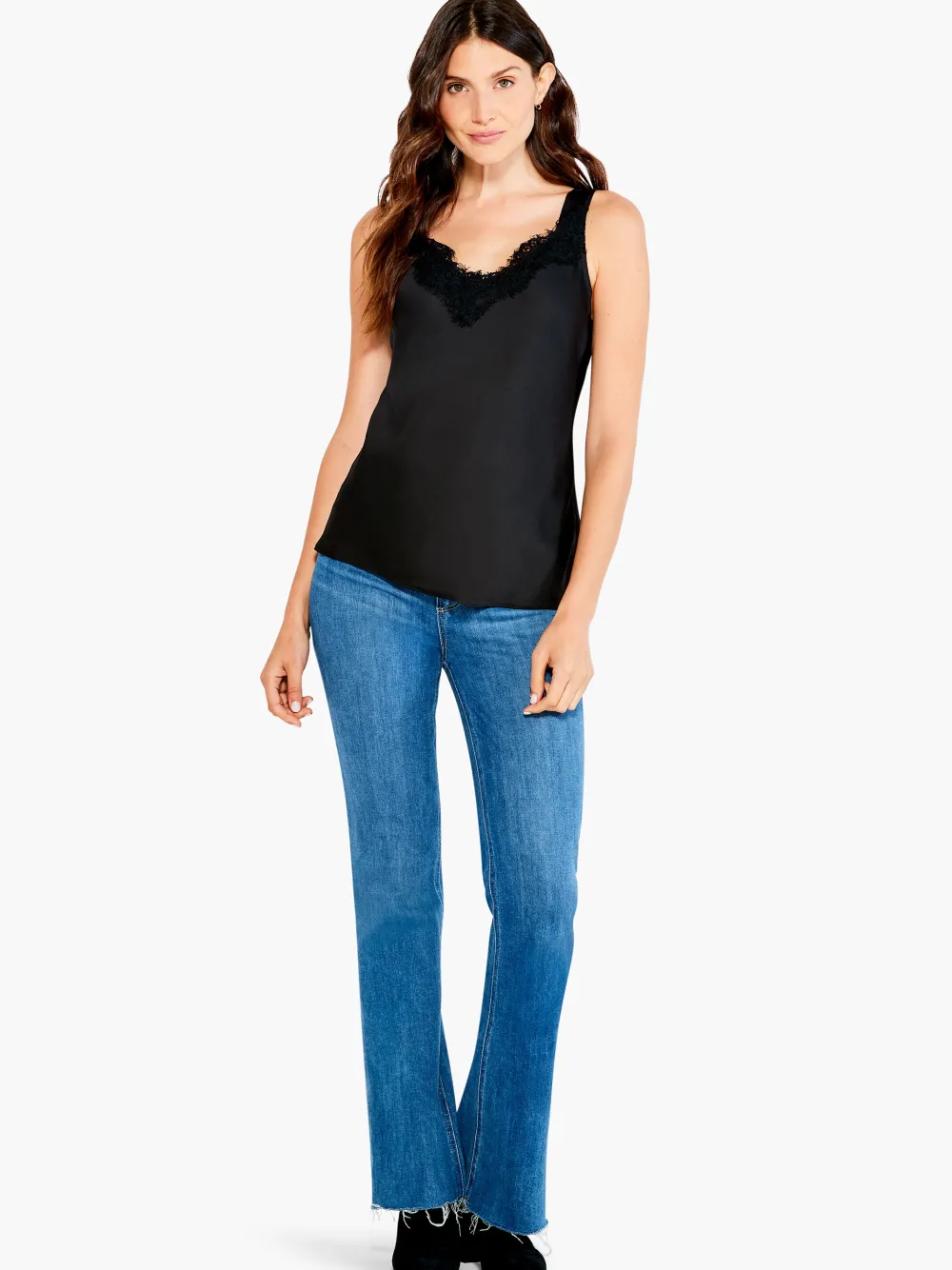 Fashion NIC+ZOE Lace Cami Tank Black Onyx