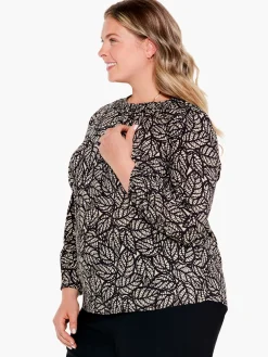 Best Sale NIC+ZOE Lacy Leaves Top Black Multi