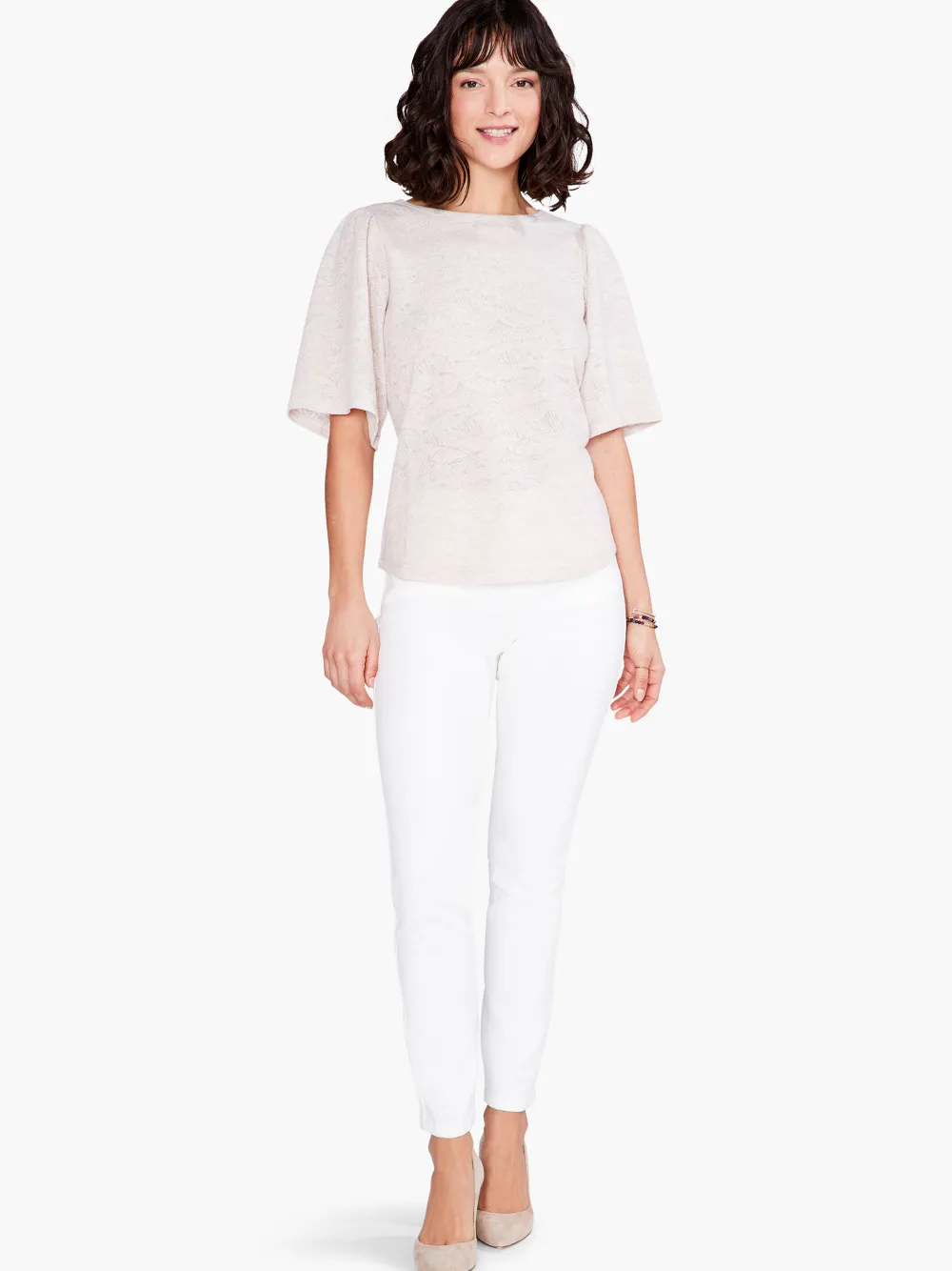 Cheap NIC+ZOE Lacy Ways Top Sandshell