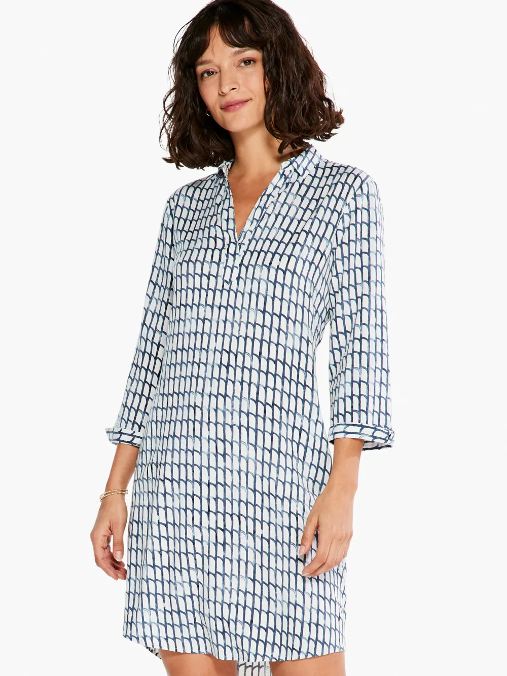 Shop NIC+ZOE Lattice Live In Dress Blue Multi