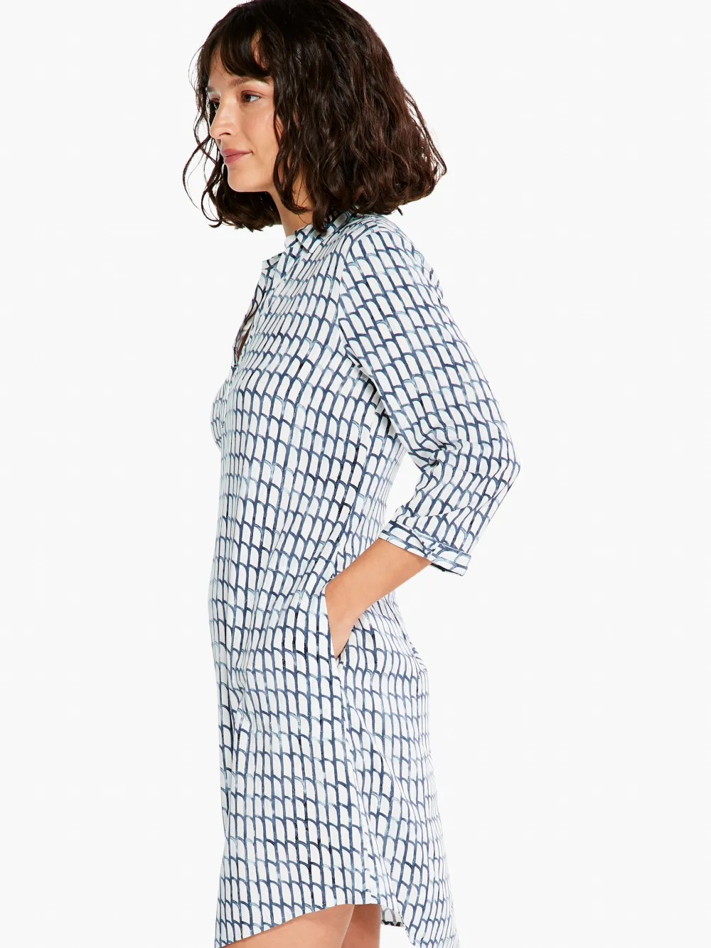 Shop NIC+ZOE Lattice Live In Dress Blue Multi