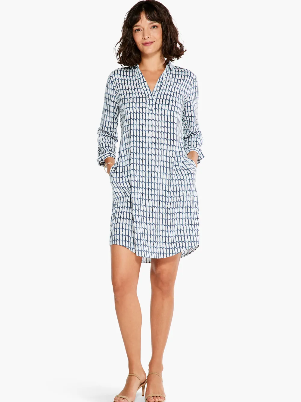 Shop NIC+ZOE Lattice Live In Dress Blue Multi