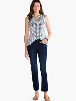 Clearance NIC+ZOE Lattice Live In Tank Blue Multi