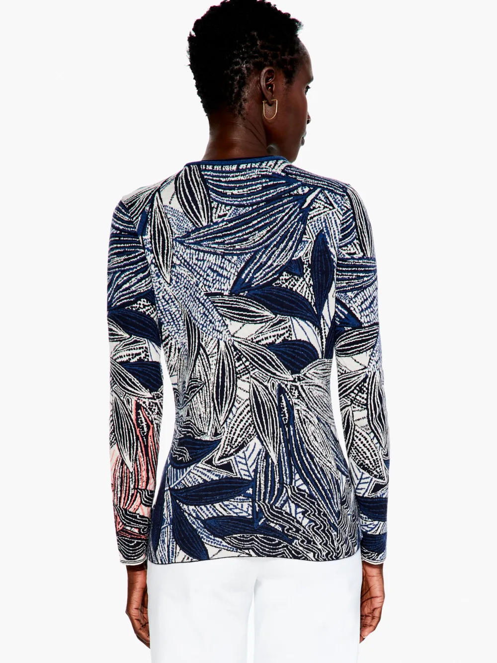 Best Sale NIC+ZOE Layered Leaves Sweater Indigo Multi