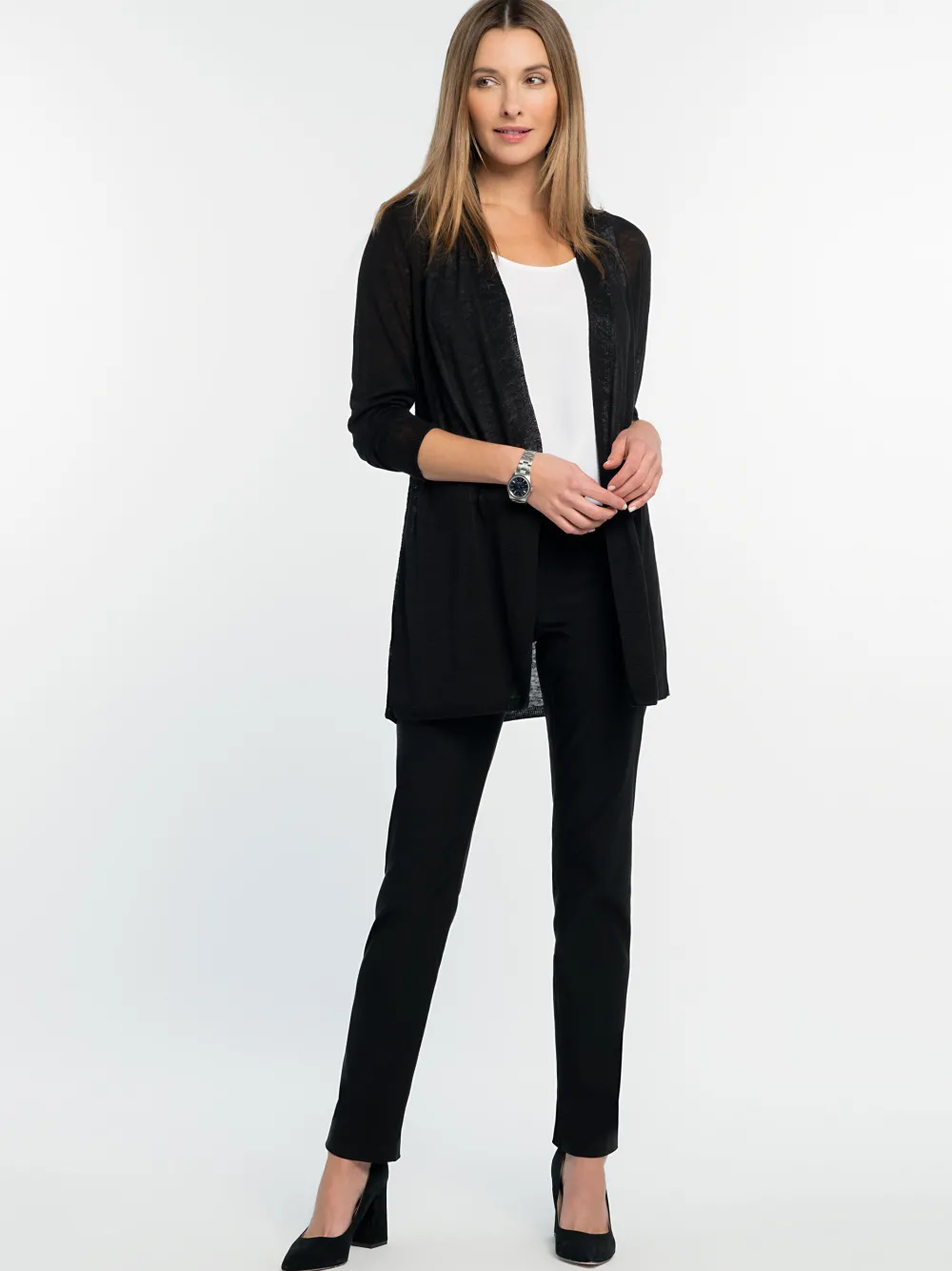 Outlet NIC+ZOE Lightweight Long Back Of The Chair Cardigan Black Onyx