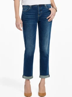 Outlet NIC+ZOE Liverpool Marley Girlfriend Roll Cuff Jean Deep Denim