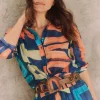 Flash Sale NIC+ZOE Love Art Joy Crinkle Shirt Indigo Multi
