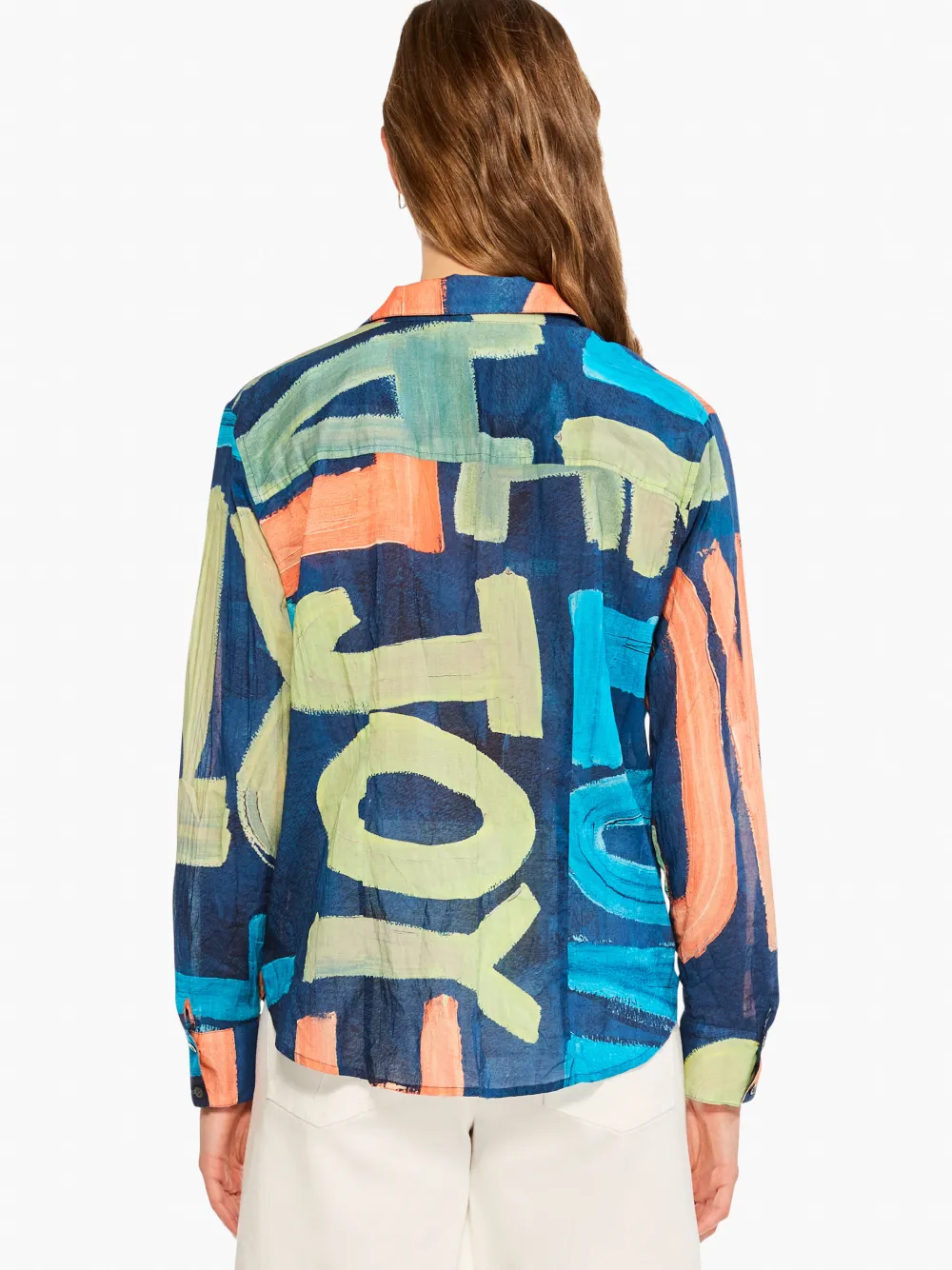 Flash Sale NIC+ZOE Love Art Joy Crinkle Shirt Indigo Multi