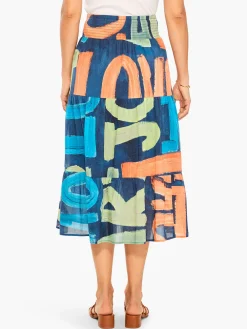 Store NIC+ZOE Love Art Joy Skirt Indigo Multi
