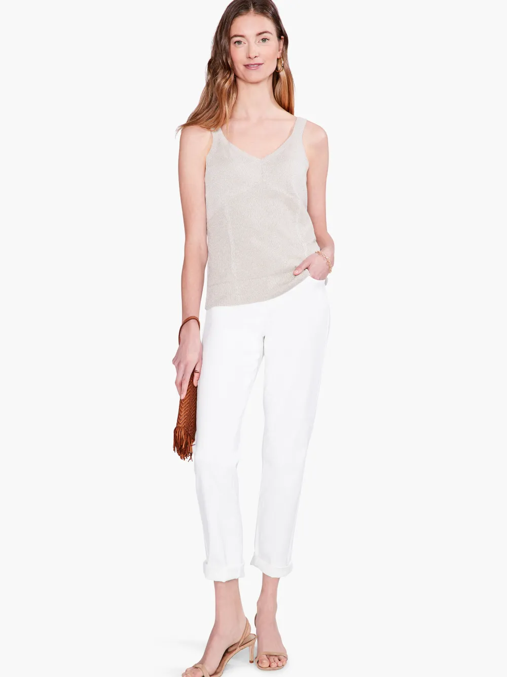 Cheap NIC+ZOE Lurex Corset Tank Sandshell