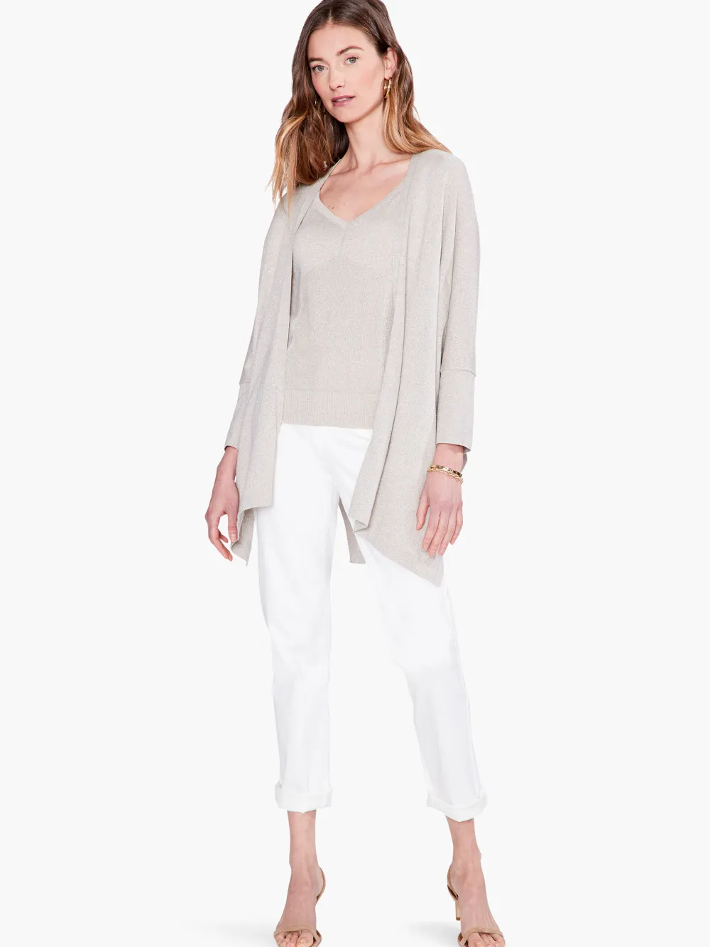 Store NIC+ZOE Lurex Cover Up Cardigan Sandshell