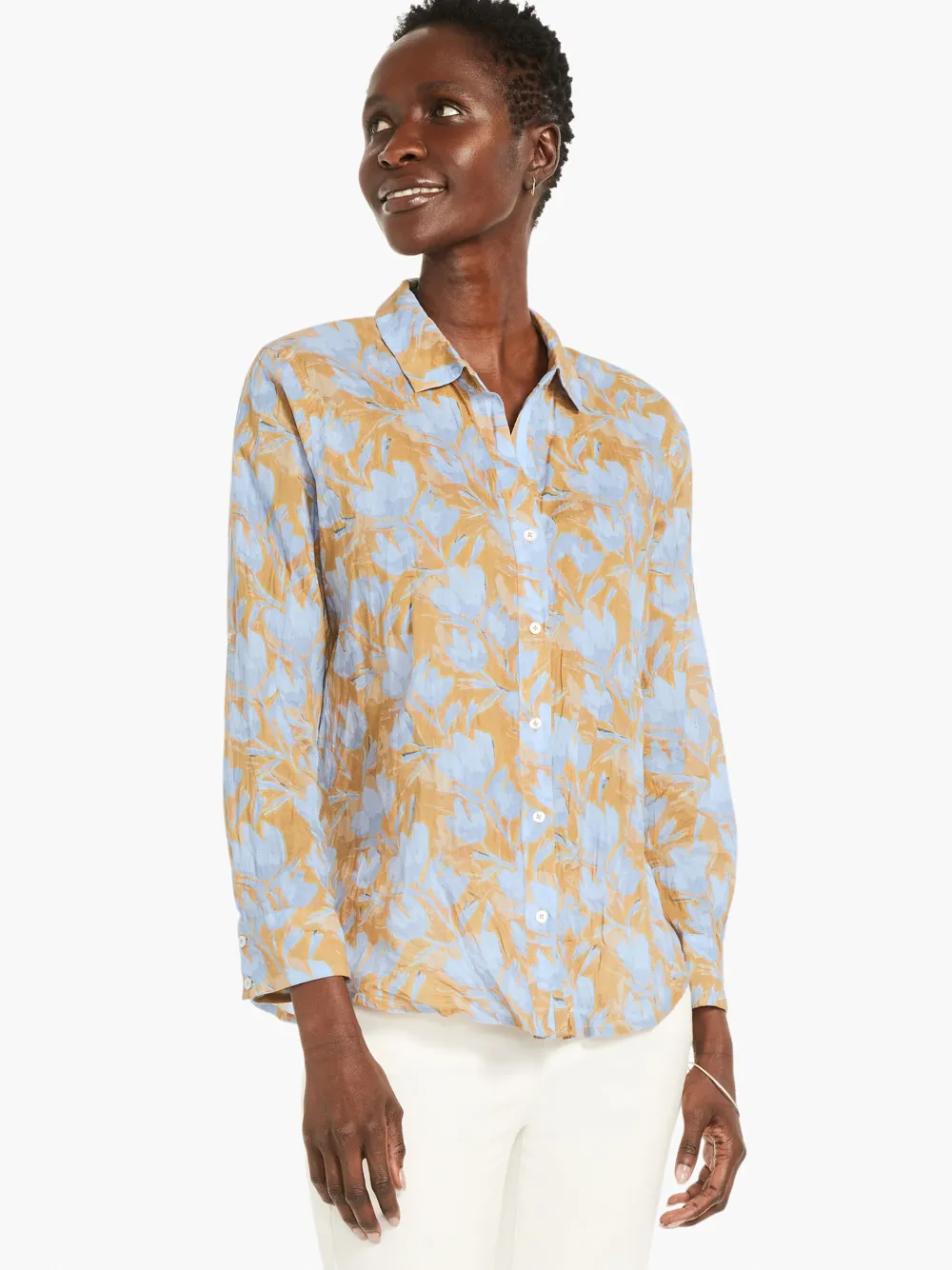 Sale NIC+ZOE Midday Meadows Crinkle Shirt Blue Multi