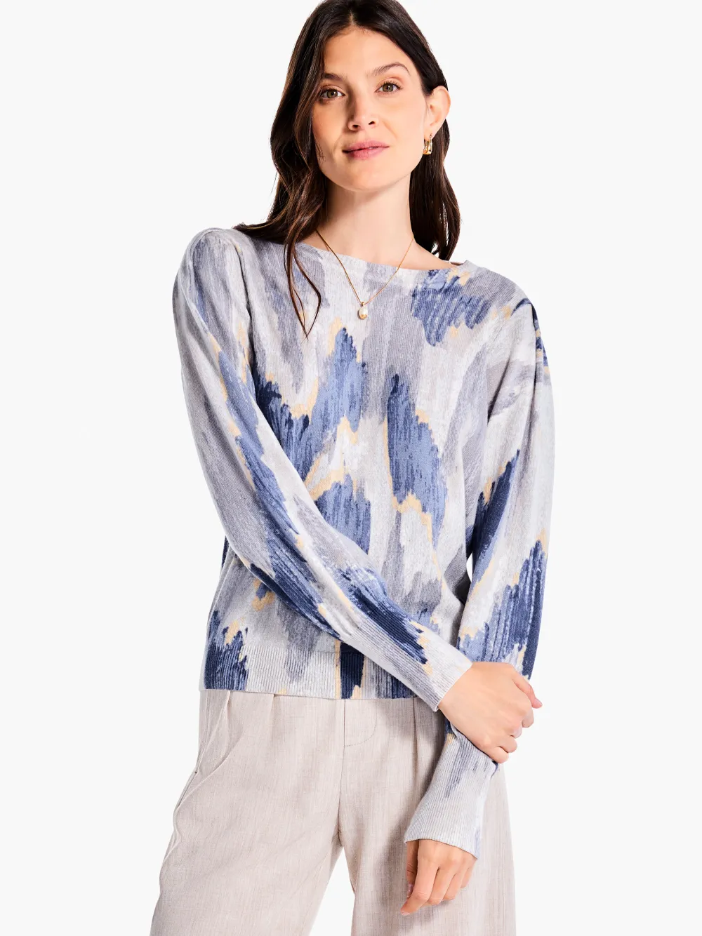 Sale NIC+ZOE Misty Ikat Sweater Grey Multi