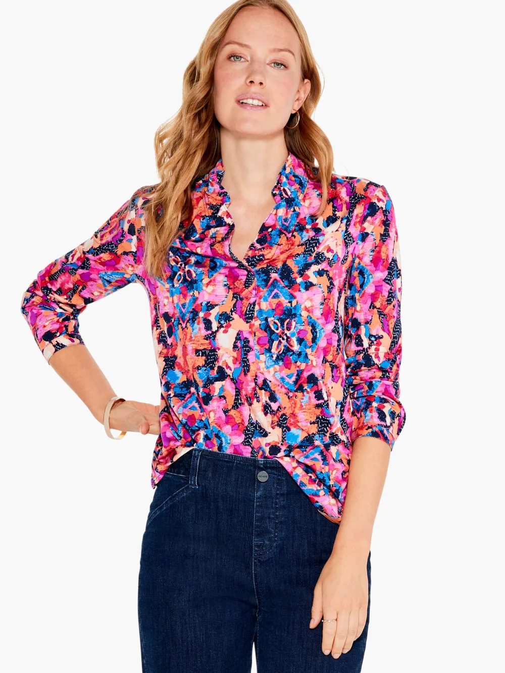 Shop NIC+ZOE Modern Kaleidoscope Top Pink Multi