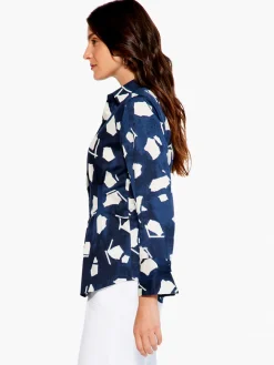 Flash Sale NIC+ZOE Mosaic Blues Shirt Indigo Multi