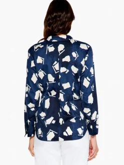 Flash Sale NIC+ZOE Mosaic Blues Shirt Indigo Multi
