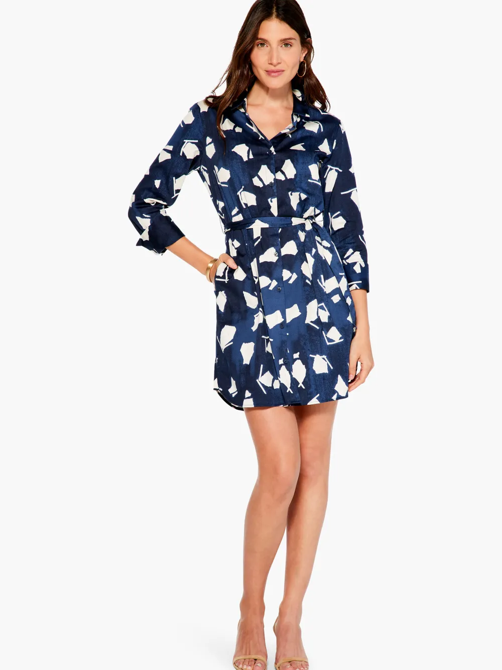 Outlet NIC+ZOE Mosaic Blues Shirt Dress Indigo Multi