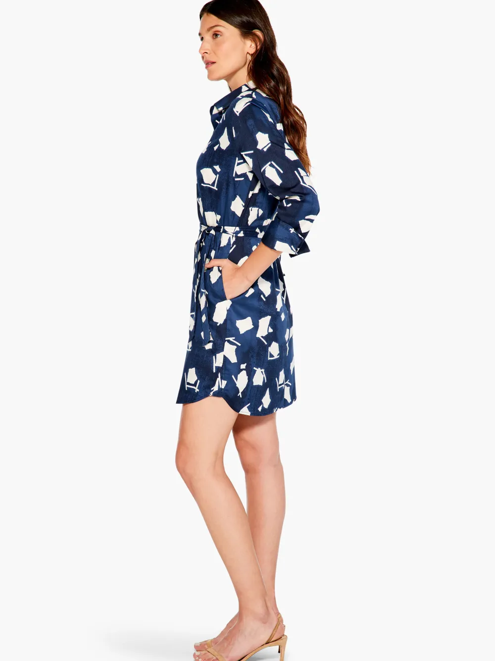 Outlet NIC+ZOE Mosaic Blues Shirt Dress Indigo Multi